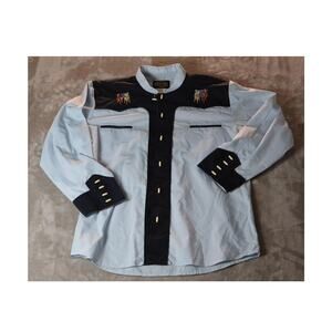 Gran Lider Western Shirt Mens XL Light Blue Black Embroidered Cowboy Rodeo Snap